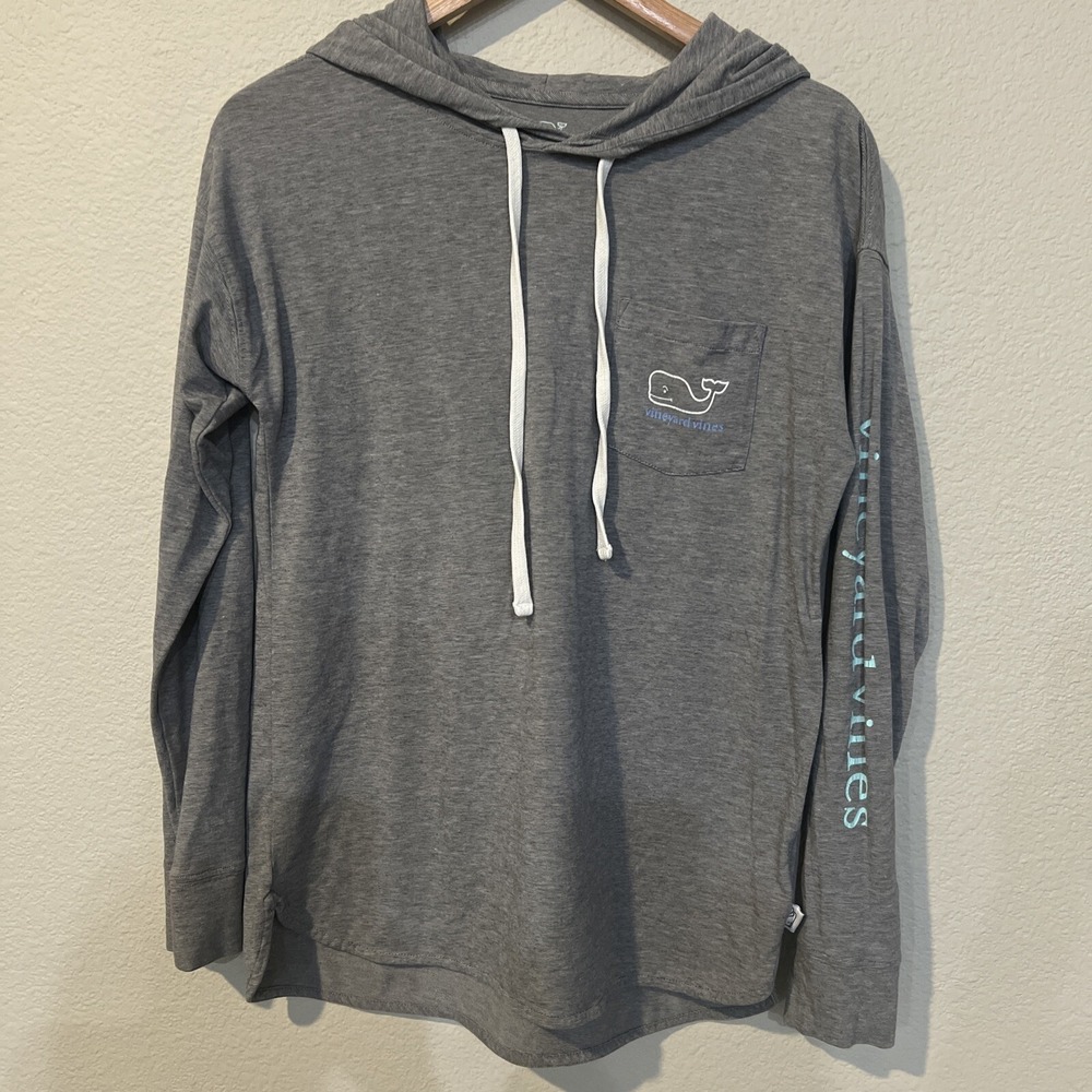 Vineyard Vines GRAY Hoodie stripped Edgartown Long Sleeve T-shirt SMALL